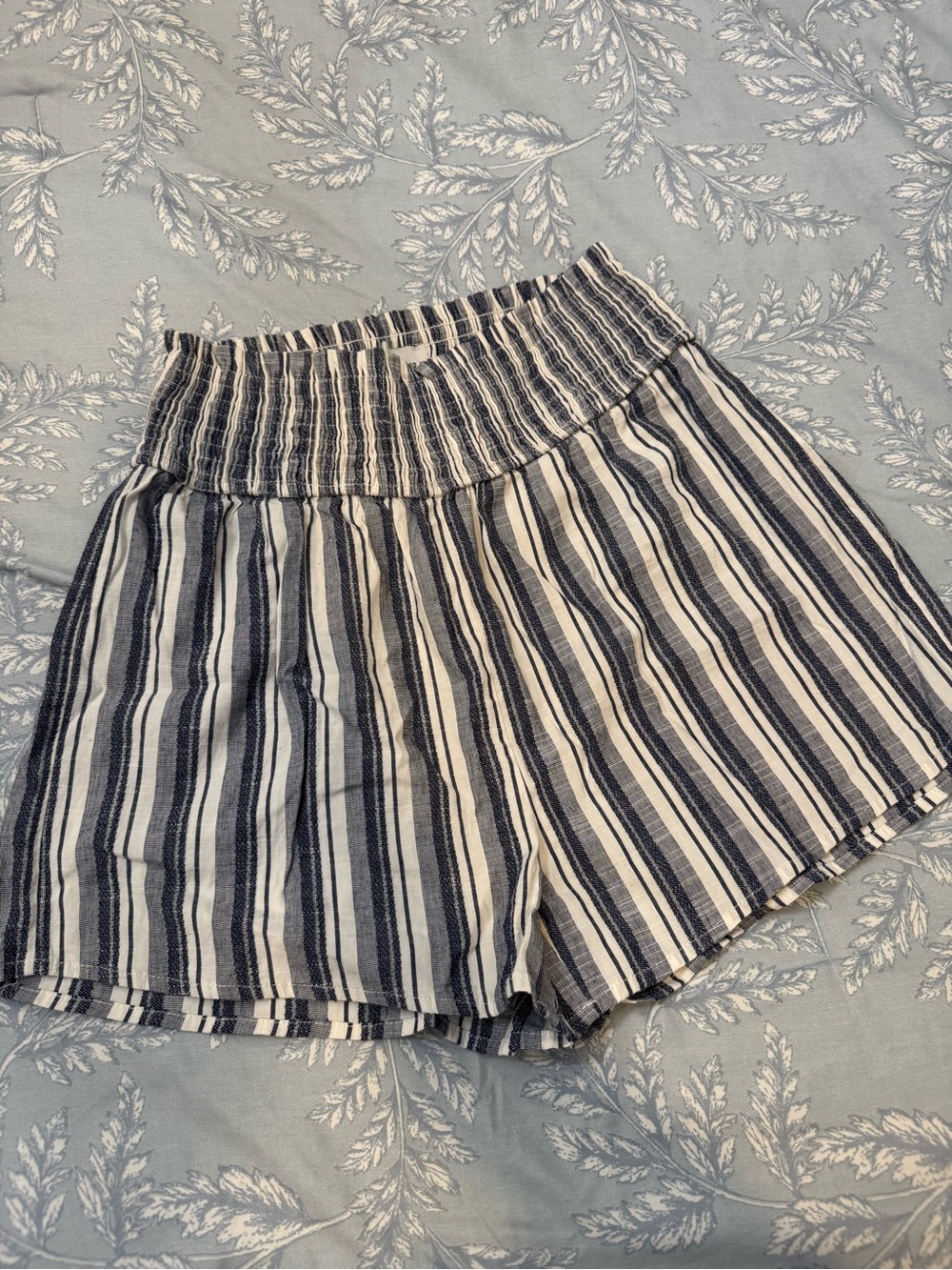 Hayden Navy and White Striped High-Waist Shorts